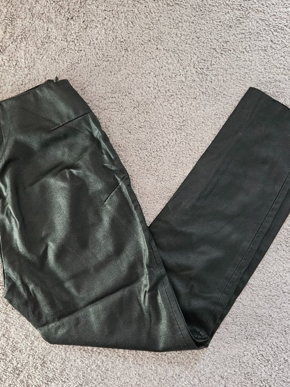 Zara Basic Collection Faux Leather Pants Size S Black Moto Ankle Zip